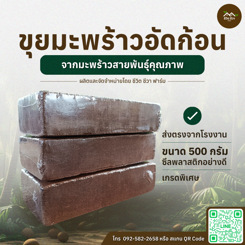 ขุยมะพร้าวอัดก้อน 500 กรัม