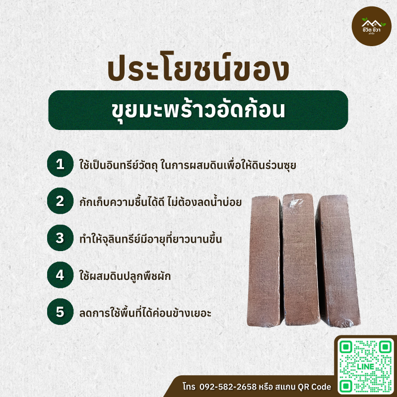 ขุยมะพร้าวอัดก้อน 500 กรัม