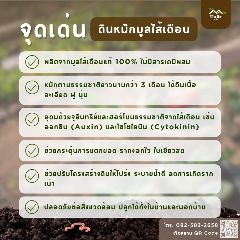 จุดเด่นดินหมักมูลไส้เดือน